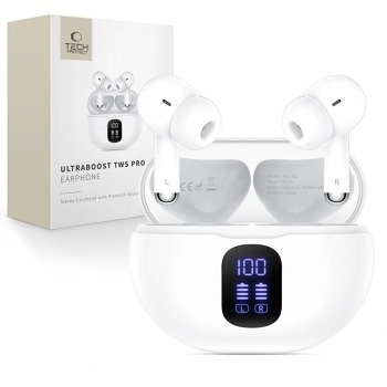Bezdrôtové slúchadlá Tech-Protect Ultraboost TWS Earphone Pro G2 - biele