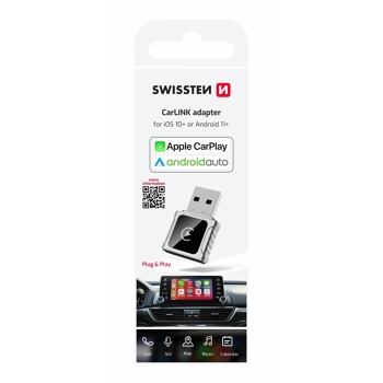 SWISSTEN CARLINK ADAPTÉR - APPLE CARPLAY / ANDROID AUTO (+ USB-A / USB-C ADAPTÉR)