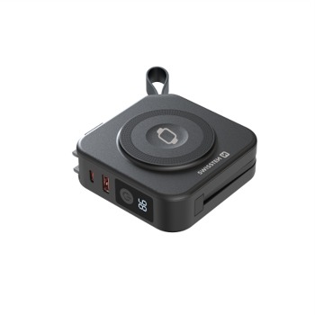 SWISSTEN POWER BANK ALL-IN-ONE PRO S VYMENITEĽNÝMI PRVKY (USA, EÚ, UK) 10000 mAh 20W ČIERNA 