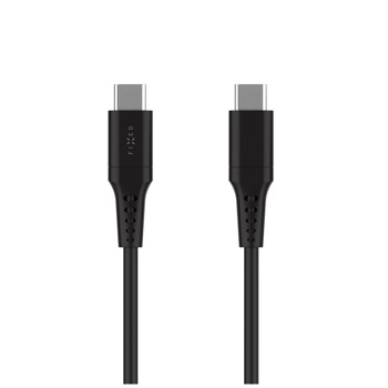 Krátky nabíjací a dátový kábel FIXED Liquid Silicon s konektormi USB-C/USB-C a podporou PD, 0,3 m, USB 2.0, 60 W, čierny 