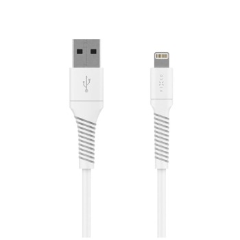 Dátový a nabíjací kábel FIXED s konektormi USB/Lightning, 1,2 m, USB 2.0, biely
