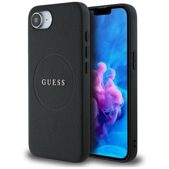 Guess - MagSafe so zrnitým zlatým krúžkom (GUHMPSE4PGHSMMK) - iPhone 17e - čierna