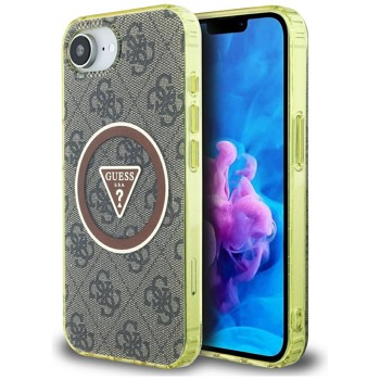 Guess - IML Metal Glitter 4G Circle Triangle MagSafe (GUHMPSE4HG4PRTGW) - iPhone 17e - hnedá