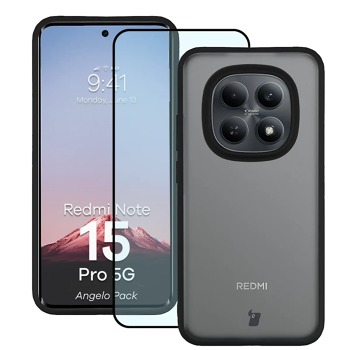 Kompletná ochrana Bizon Angelo pre Xiaomi Redmi Note 15 Pro 5G - dymová s čiernym rámom
