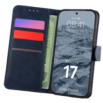 Flipové puzdro Bizon Case Pocket pre Xiaomi 17 - Dark Blue