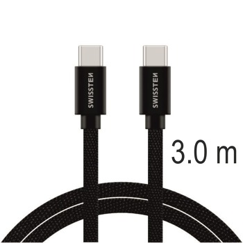 DÁTOVÝ KÁBEL SWISSTEN TEXTILNÝ USB-C / USB-C 3,0 M ČIERNY