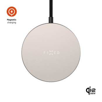 Bezdrôtová nabíjačka FIXED MagPad Slim s Qi2.2, podpora MagSafe, 25 W, titánová 