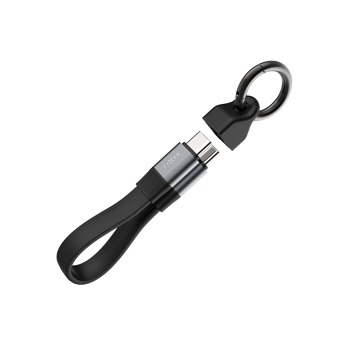 Kábel FIXED Clip USB-C/USB-C, s karabínou, 3.2 Gen 2 10Gb/s, 4K60Hz, PD 240W, čierny