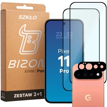 Tvrdené sklo na displej a ochranné sklo fotoaparátu Bizon Glass Edge Pack pre Google Pixel 11 Pro