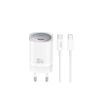 Sieťová nabíjačka XO CE20 PD 30 W 1x USB-C + kábel USB-C – biela