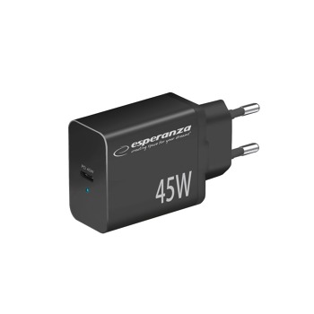 Sieťová nabíjačka Esperanza EZC108K USB-C PD 45 W – čierna