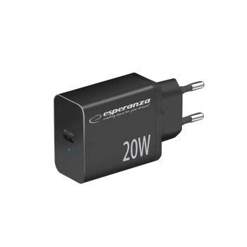 Sieťová nabíjačka Esperanza EZC104K USB-C PD 20 W – čierna