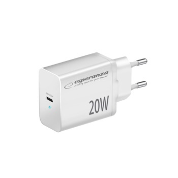 Sieťová nabíjačka Esperanza EZC104W USB-C PD 20 W – biela