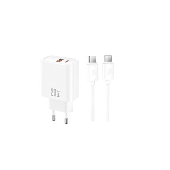 Sieťová nabíjačka XO CE42 PD 30 W 1x USB-C 1x USB-A + kábel USB-C – biela