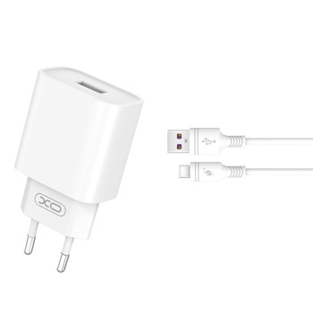 Sieťová nabíjačka XO CE02D QC 3.0 18 W 1x USB-A + USB-C kábel – biela