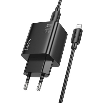 Sieťová nabíjačka HOCO N55 20 W 2× USB-C + 2× USB-A + kábel USB-C / Lightning – čierna
