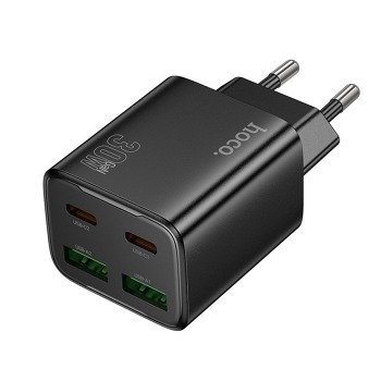 Sieťová nabíjačka HOCO N56 30 W 2x USB-C + 2x USB-A – čierna