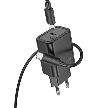 Sieťová nabíjačka HOCO N62 PD 30 W USB-C + kábel USB-C / USB-C – čierna