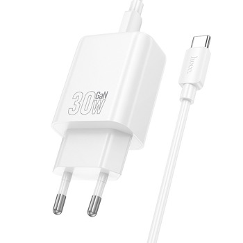 Sieťová nabíjačka HOCO N62 PD 30 W USB-C + kábel USB-C / USB-C – biela