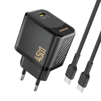Sieťová nabíjačka Dudao A28C GaN PD 45 W USB-C + kábel USB-C / USB-C – čierna